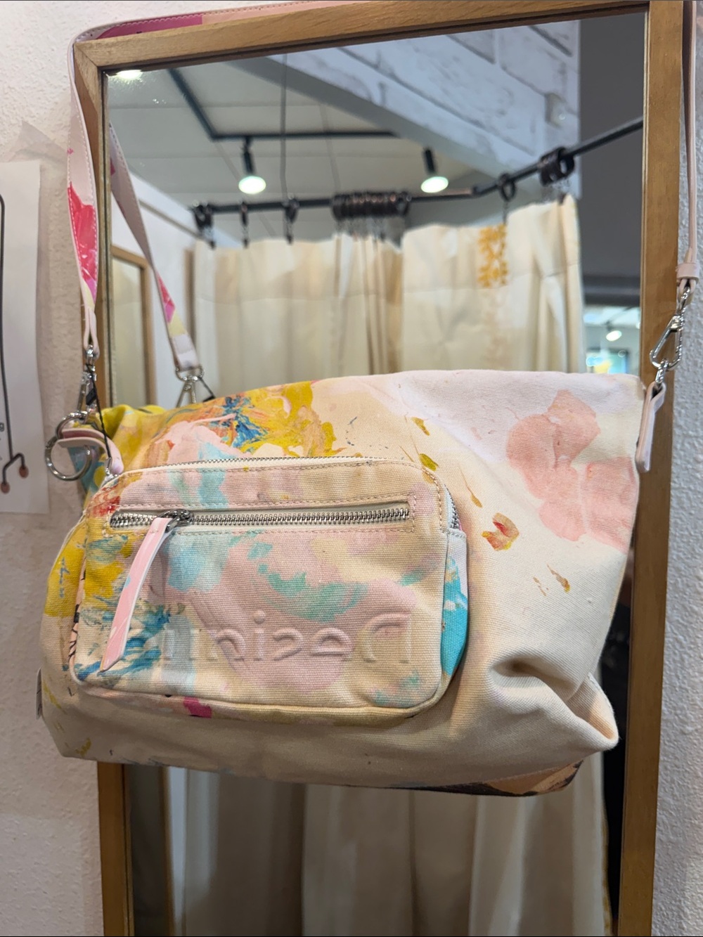 Desigual Pink Multi Paint-Splash Crossbody Bag